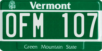 VT license plate OFM107
