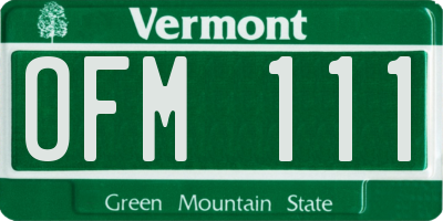 VT license plate OFM111