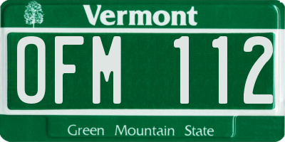 VT license plate OFM112