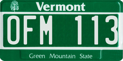 VT license plate OFM113