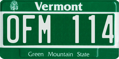 VT license plate OFM114