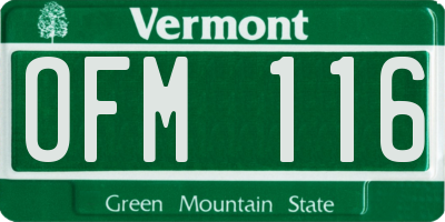 VT license plate OFM116