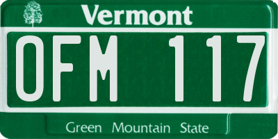 VT license plate OFM117