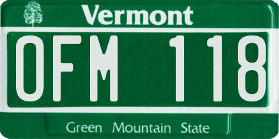 VT license plate OFM118