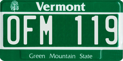 VT license plate OFM119