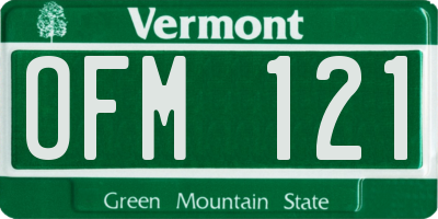 VT license plate OFM121