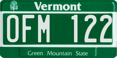 VT license plate OFM122