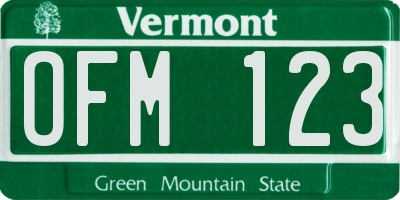 VT license plate OFM123