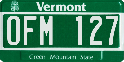 VT license plate OFM127