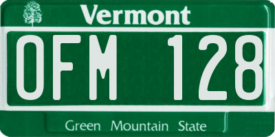 VT license plate OFM128