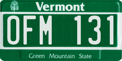VT license plate OFM131