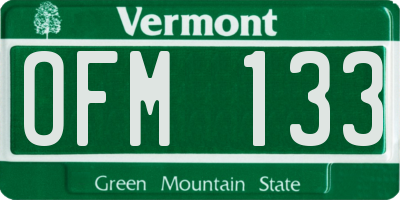 VT license plate OFM133