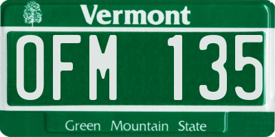VT license plate OFM135