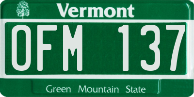 VT license plate OFM137