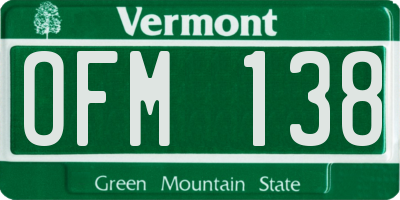 VT license plate OFM138