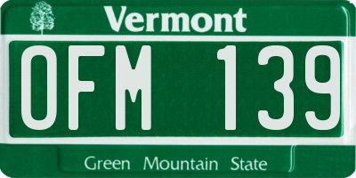 VT license plate OFM139