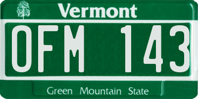 VT license plate OFM143