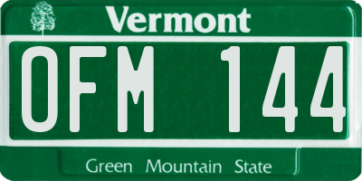 VT license plate OFM144