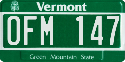 VT license plate OFM147