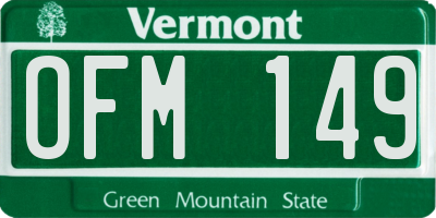 VT license plate OFM149