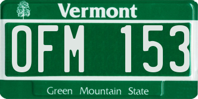 VT license plate OFM153