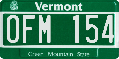 VT license plate OFM154