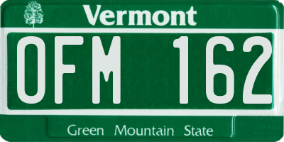 VT license plate OFM162