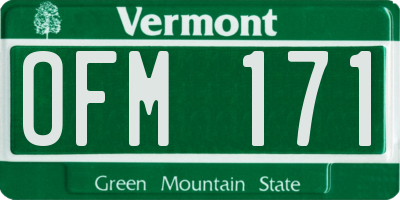 VT license plate OFM171