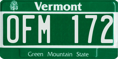 VT license plate OFM172