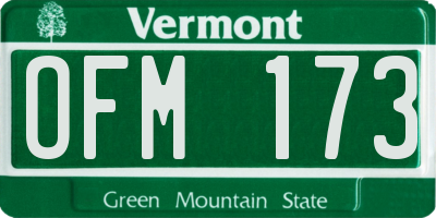 VT license plate OFM173