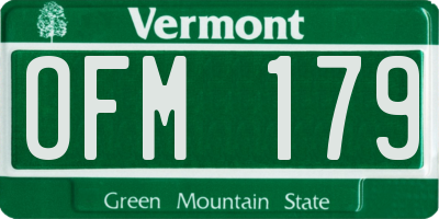 VT license plate OFM179