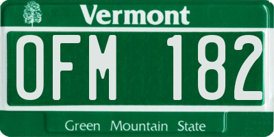 VT license plate OFM182