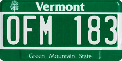 VT license plate OFM183