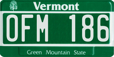 VT license plate OFM186