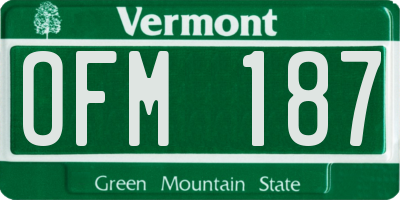 VT license plate OFM187