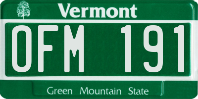 VT license plate OFM191
