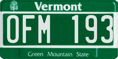 VT license plate OFM193