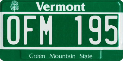 VT license plate OFM195