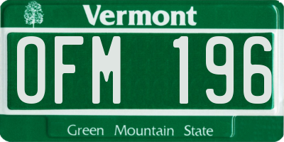 VT license plate OFM196