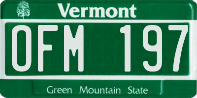VT license plate OFM197