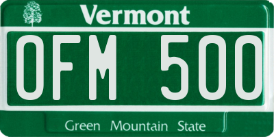 VT license plate OFM500