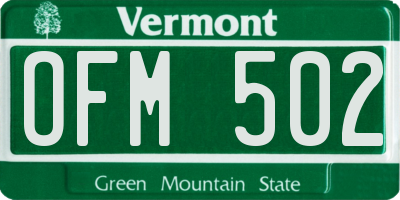 VT license plate OFM502