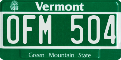 VT license plate OFM504
