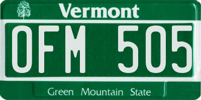 VT license plate OFM505