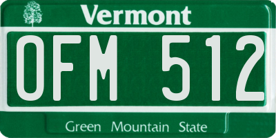 VT license plate OFM512