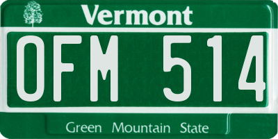 VT license plate OFM514