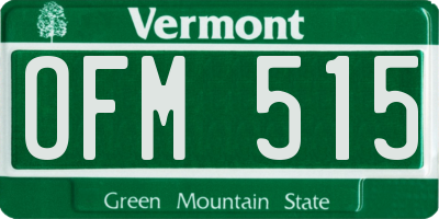 VT license plate OFM515