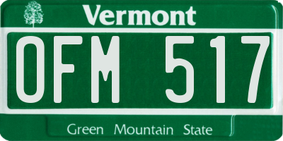 VT license plate OFM517