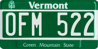 VT license plate OFM522