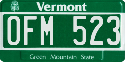 VT license plate OFM523